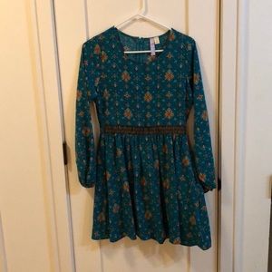Fun teal and gold dress, size small